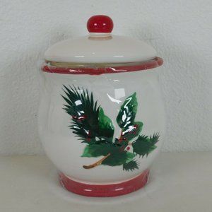 Christmas Classic Holly Cookie Jar Dishwasher Safe 9.5 x 8 inch Ceramic Wal-Mart